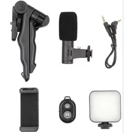 Video Maker Kit | Mobile Vlog Kit With Microphone For Video Recording & Light Tripod Kit