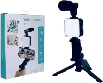 Video Maker Kit | Mobile Vlog Kit With Microphone For Video Recording & Light Tripod Kit