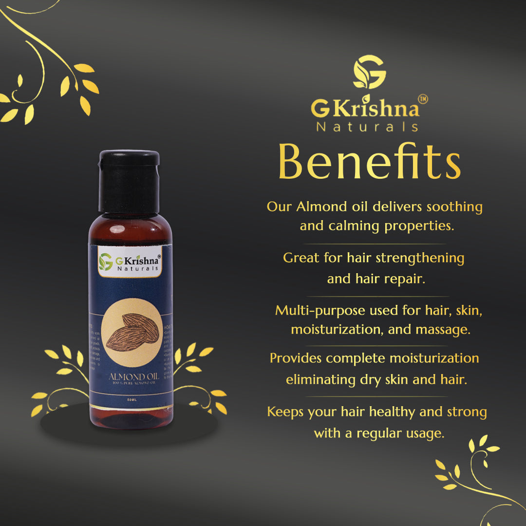 G Krishna Naturals Almond Oil For Hair & Skin