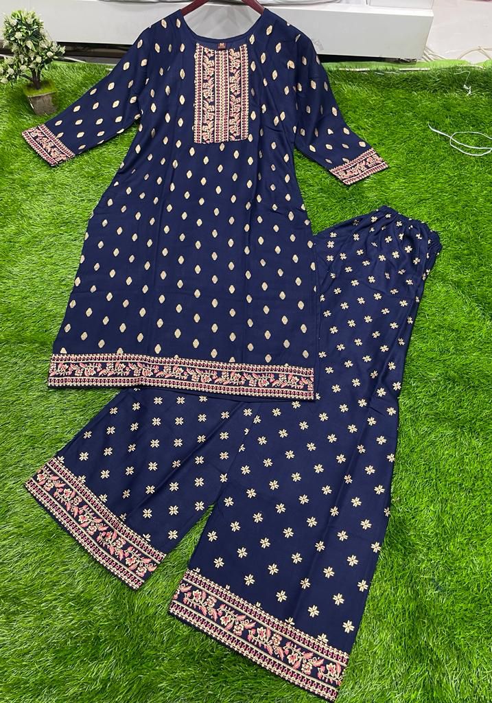 Super Hit Foil Print Kurti & Plazzo.🔥