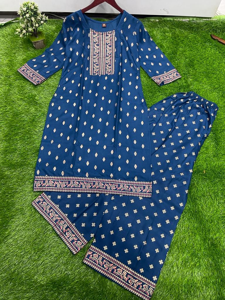 Super Hit Foil Print Kurti & Plazzo.🔥