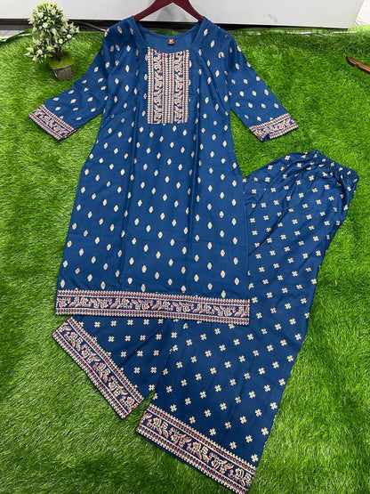 Super Hit Foil Print Kurti & Plazzo.🔥