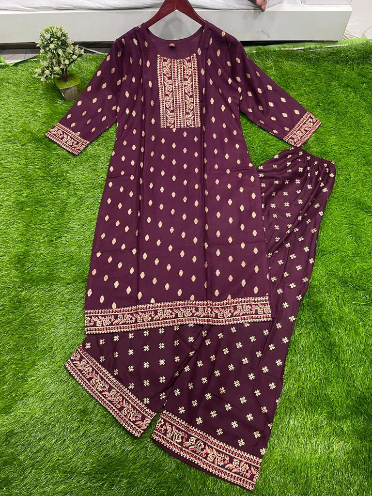 Super Hit Foil Print Kurti & Plazzo.🔥