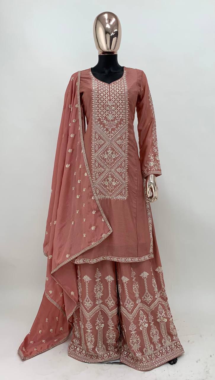 Inner :-Santoon &  Dupatta :- Chinon + Embroidery Work