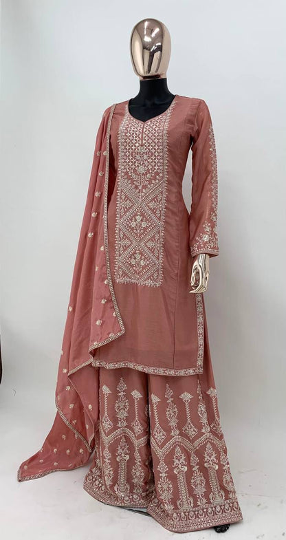 Inner :-Santoon &  Dupatta :- Chinon + Embroidery Work