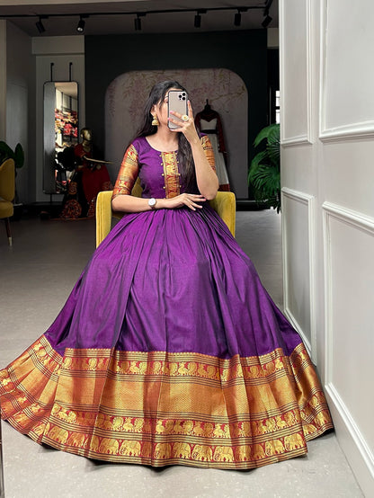 Traditional narayanpet gown to give your function more ethnic vibe