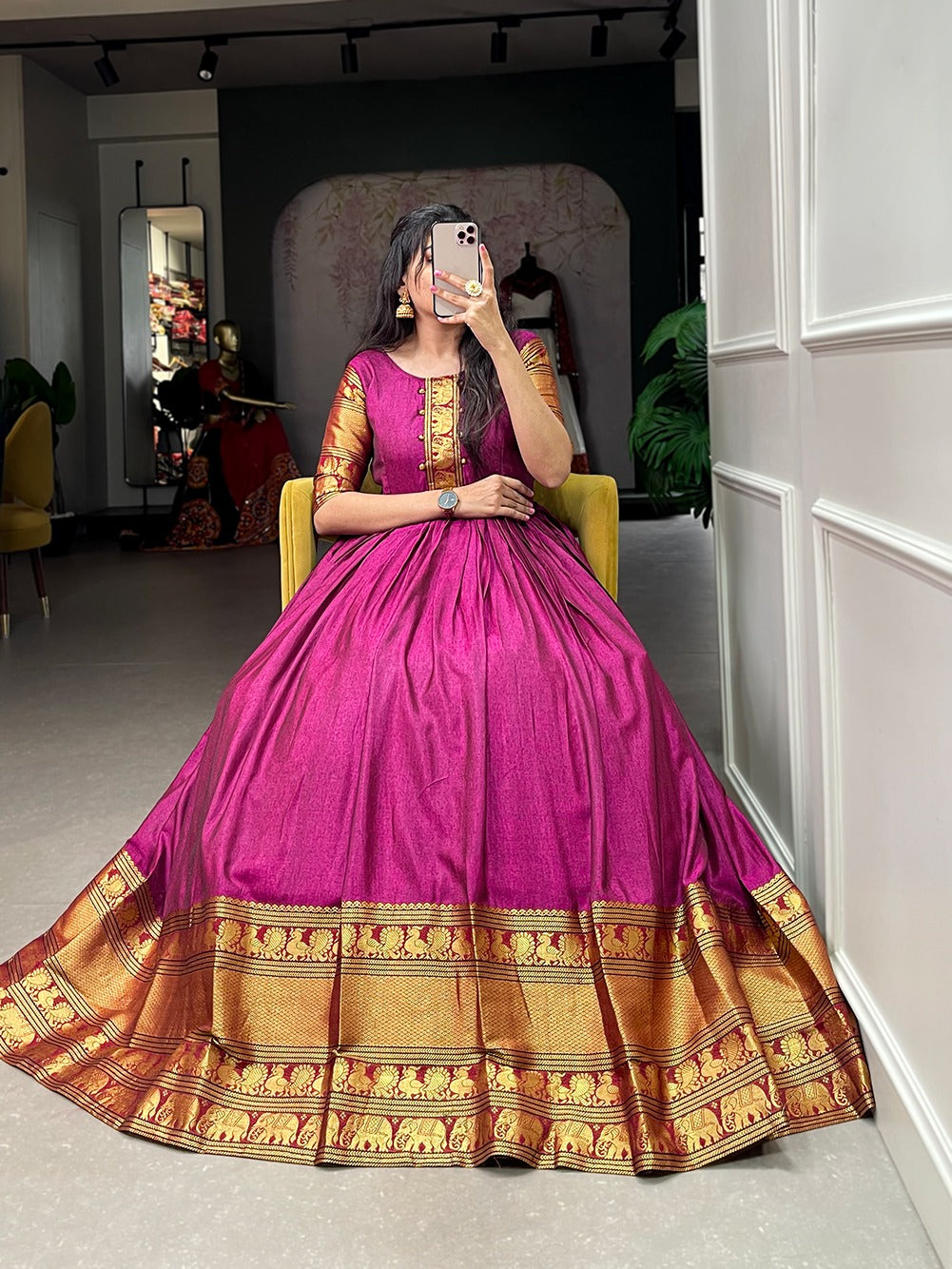 Traditional narayanpet gown to give your function more ethnic vibe