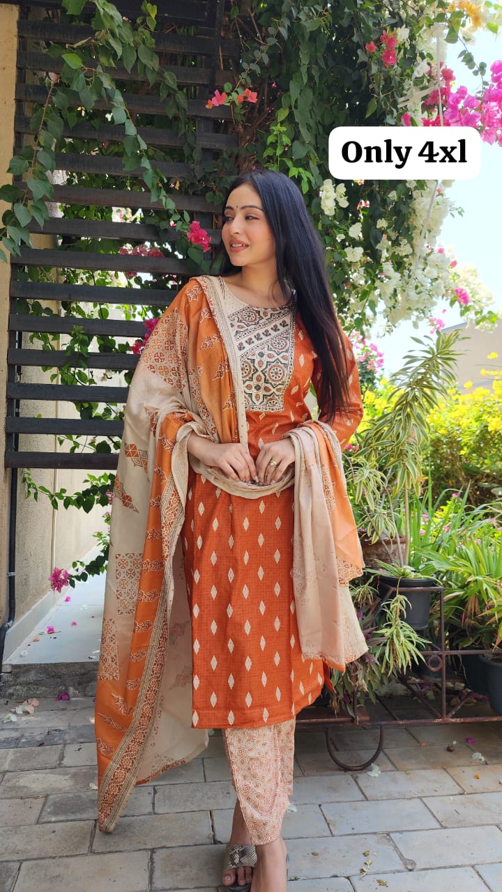 Kurti with pant and dupatta set