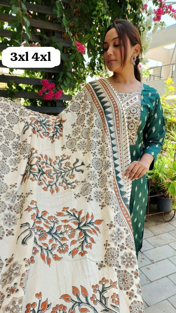 Kurti with pant and dupatta set