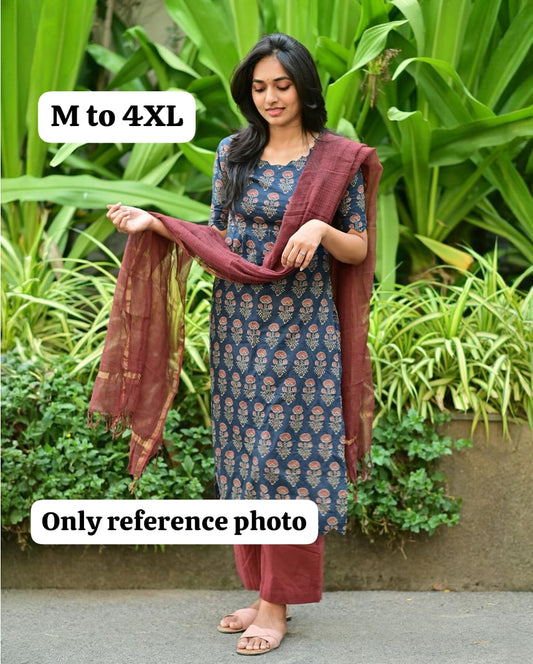 Kurti with pant and dupatta set